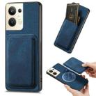 For OPPO Reno9 Pro+ 5G Retro Leather Card Bag Magnetic Phone Case(Blue) - 1