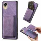 For OPPO A17K Retro Leather Card Bag Magnetic Phone Case(Purple) - 1