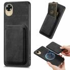 For OPPO A17K Retro Leather Card Bag Magnetic Phone Case(Black) - 1