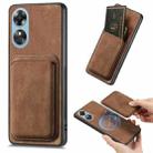 For OPPO A17 Retro Leather Card Bag Magnetic Phone Case(Brown) - 1