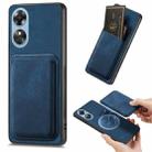 For OPPO A17 Retro Leather Card Bag Magnetic Phone Case(Blue) - 1