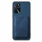 For OPPO A17 Retro Leather Card Bag Magnetic Phone Case(Blue) - 2