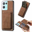 For OPPO Reno8 Pro 5G Retro Leather Card Bag Magnetic Phone Case(Brown) - 1