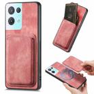 For OPPO Reno8 Pro 5G Retro Leather Card Bag Magnetic Phone Case(Pink) - 1