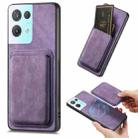 For OPPO Reno8 Pro 5G Retro Leather Card Bag Magnetic Phone Case(Purple) - 1