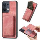 For OPPO Reno8 5G Retro Leather Card Bag Magnetic Phone Case(Pink) - 1