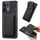 For OPPO Reno8 5G Retro Leather Card Bag Magnetic Phone Case(Black) - 1