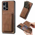 For OPPO Reno7 4G Retro Leather Card Bag Magnetic Phone Case(Brown) - 1