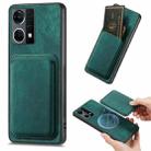 For OPPO Reno7 4G Retro Leather Card Bag Magnetic Phone Case(Green) - 1