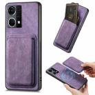 For OPPO Reno7 4G Retro Leather Card Bag Magnetic Phone Case(Purple) - 1