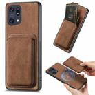 For OPPO Find X5 Pro Retro Leather Card Bag Magnetic Phone Case(Brown) - 1