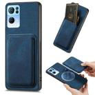 For OPPO Reno7 Pro 5G Retro Leather Card Bag Magnetic Phone Case(Blue) - 1