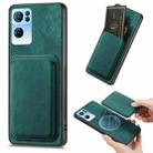 For OPPO Reno7 Pro 5G Retro Leather Card Bag Magnetic Phone Case(Green) - 1