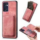 For OPPO Reno7 5G Retro Leather Card Bag Magnetic Phone Case(Pink) - 1