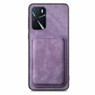 For OPPO A16K Retro Leather Card Bag Magnetic Phone Case(Purple) - 2