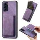 For OPPO Reno6 Z Retro Leather Card Bag Magnetic Phone Case(Purple) - 1