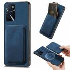 For OPPO A16 Retro Leather Card Bag Magnetic Phone Case(Blue) - 1