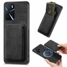 For OPPO A16 Retro Leather Card Bag Magnetic Phone Case(Black) - 1