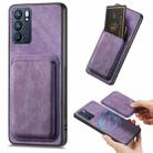 For OPPO Reno6 5G Retro Leather Card Bag Magnetic Phone Case(Purple) - 1