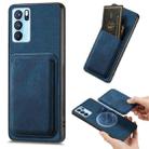 For OPPO Reno6 Pro 5G Retro Leather Card Bag Magnetic Phone Case(Blue) - 1