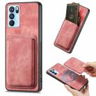 For OPPO Reno6 Pro 5G Retro Leather Card Bag Magnetic Phone Case(Pink) - 1