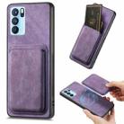 For OPPO Reno6 Pro 5G Retro Leather Card Bag Magnetic Phone Case(Purple) - 1