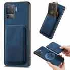 For OPPO F19 Pro Retro Leather Card Bag Magnetic Phone Case(Blue) - 1