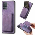 For OPPO F19 Pro Retro Leather Card Bag Magnetic Phone Case(Purple) - 1