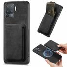 For OPPO F19 Pro Retro Leather Card Bag Magnetic Phone Case(Black) - 1