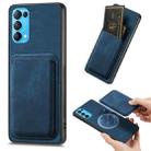 For OPPO Reno5 5G Retro Leather Card Bag Magnetic Phone Case(Blue) - 1