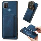 For OPPO A15 Retro Leather Card Bag Magnetic Phone Case(Blue) - 1