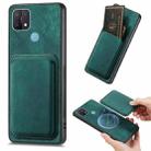 For OPPO A15 Retro Leather Card Bag Magnetic Phone Case(Green) - 1