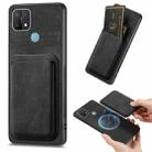 For OPPO A15 Retro Leather Card Bag Magnetic Phone Case(Black) - 1