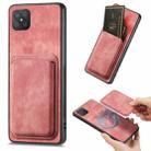 For OPPO A92S Retro Leather Card Bag Magnetic Phone Case(Pink) - 1