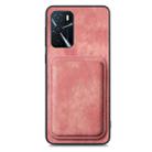 For OPPO A92S Retro Leather Card Bag Magnetic Phone Case(Pink) - 2