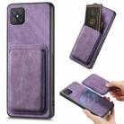 For OPPO A92S Retro Leather Card Bag Magnetic Phone Case(Purple) - 1