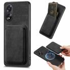 For OPPO A38 4G / A18 4G Retro Leather Card Bag Magnetic Phone Case(Black) - 1