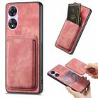 For OPPO A78 5G / A58 5G Retro Leather Card Bag Magnetic Phone Case(Pink) - 1