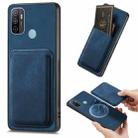 For OPPO A53 / A53S Retro Leather Card Bag Magnetic Phone Case(Blue) - 1