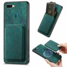 For OPPO A7/A12 Retro Leather Card Bag Magnetic Phone Case(Green) - 1