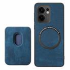 For OPPO Reno13 F Retro Leather Card Bag Magnetic Phone Case(Blue) - 3
