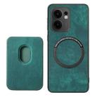 For OPPO Reno13 F Retro Leather Card Bag Magnetic Phone Case(Green) - 3