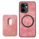 For OPPO Reno13 F Retro Leather Card Bag Magnetic Phone Case(Pink) - 3