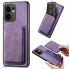 For OPPO Reno13 F Retro Leather Card Bag Magnetic Phone Case(Purple) - 1