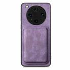 For OPPO Find X8 Ultra Retro Leather Card Bag Magnetic Phone Case(Purple) - 3