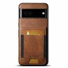 For Google Pixel 6a Suteni H03 Oil Wax Leather Wallet Stand Back Phone Case(Brown) - 1