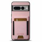 For Google Pixel 7 Pro Suteni H03 Litchi Leather Card Bag Stand Back Phone Case(Pink) - 1