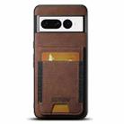 For Google Pixel 7 Suteni H03 Litchi Leather Card Bag Stand Back Phone Case(Brown) - 1