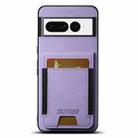 For Google Pixel 7 Suteni H03 Litchi Leather Card Bag Stand Back Phone Case(Purple) - 1