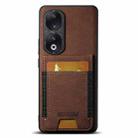 For Honor 90 Suteni H03 Litchi Leather Card Bag Stand Back Phone Case(Brown) - 1